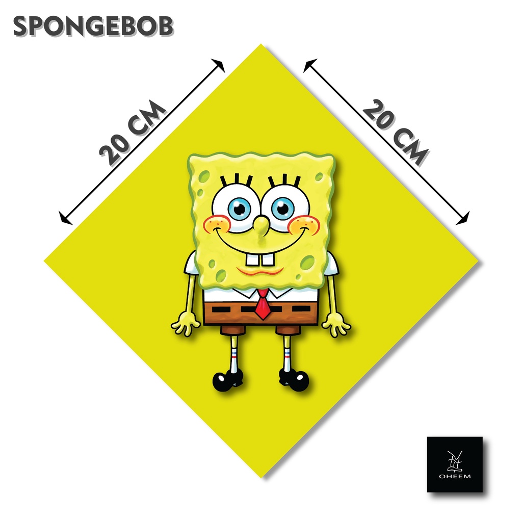 Hiasan Dinding Kayu Bob Esponja Patricio Calamardo De Dibujos Animados