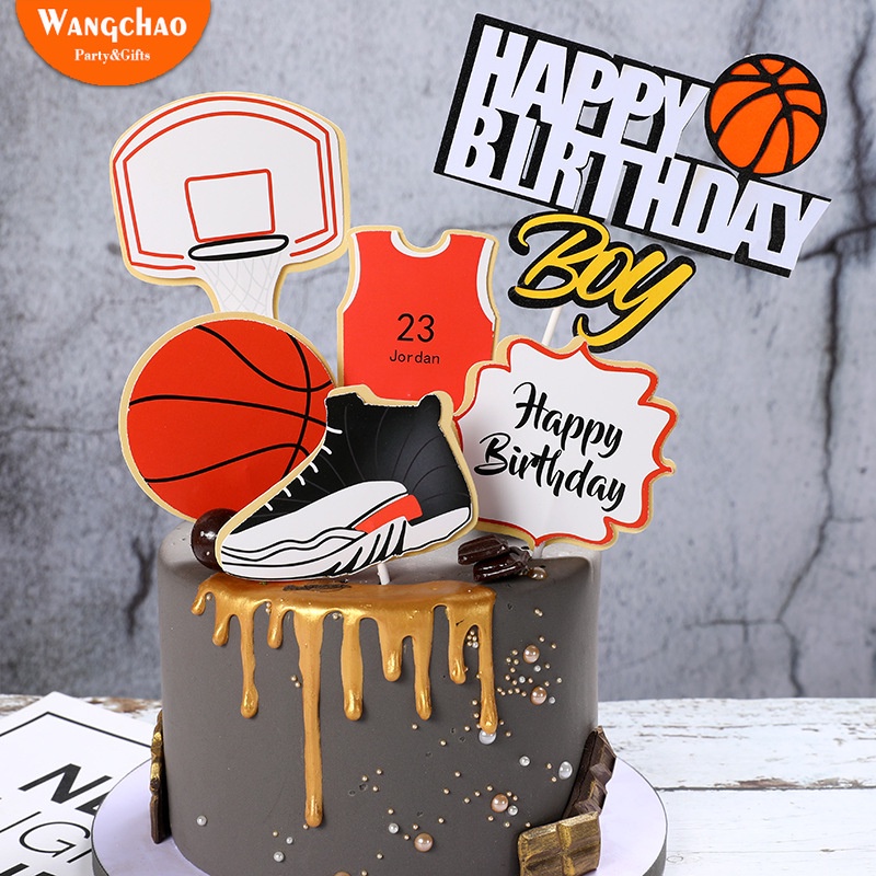 Adorno para tarta de fútbol y baloncesto, decoración para tarta de feliz  cumpleaños para niño, decoración