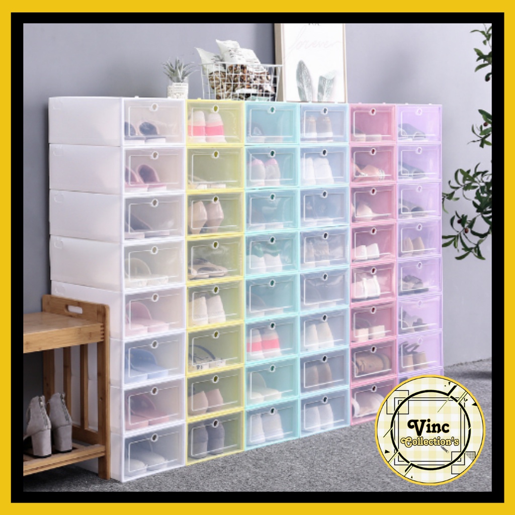 Caja de zapatos plegable transparente / caja de almacenamiento de