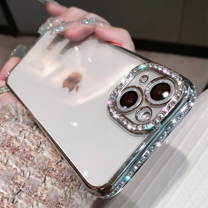 Funda De Iphone 13 Pro Max Silicona Transparente Con Brillo Forro Para  Mujer New
