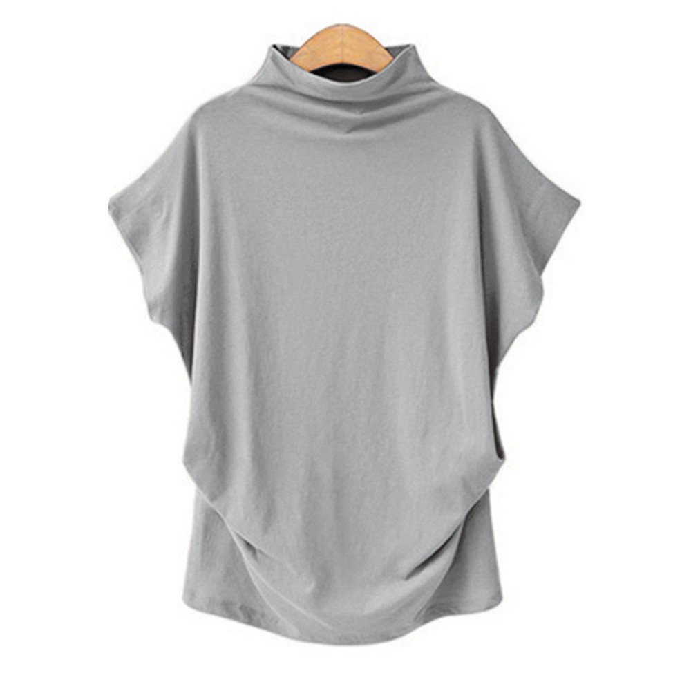 Camiseta Mujer Manga Corta Batwing - Holgada, Elástica, Estampado Olas, Ideal Para Verano Y Salidas