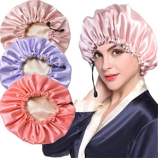 Gorro reversible de satén de seda para dormir, gorra grande ajustable de  satén de seda para el cabello para mujeres y cabello rizado (rojo)