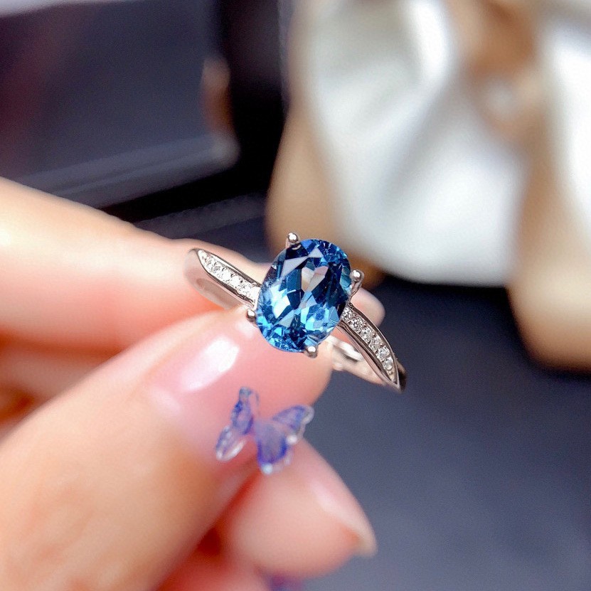 Anillo De Plata Hombres Mujeres Piedra Azul Piedra Blanca Piedra Pareja Anillo De Compromiso | México