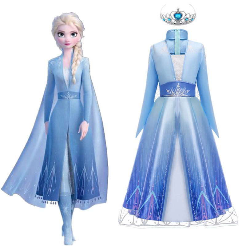 Disfraz de princesa de Elsa para mujer, Vestido largo de Reina