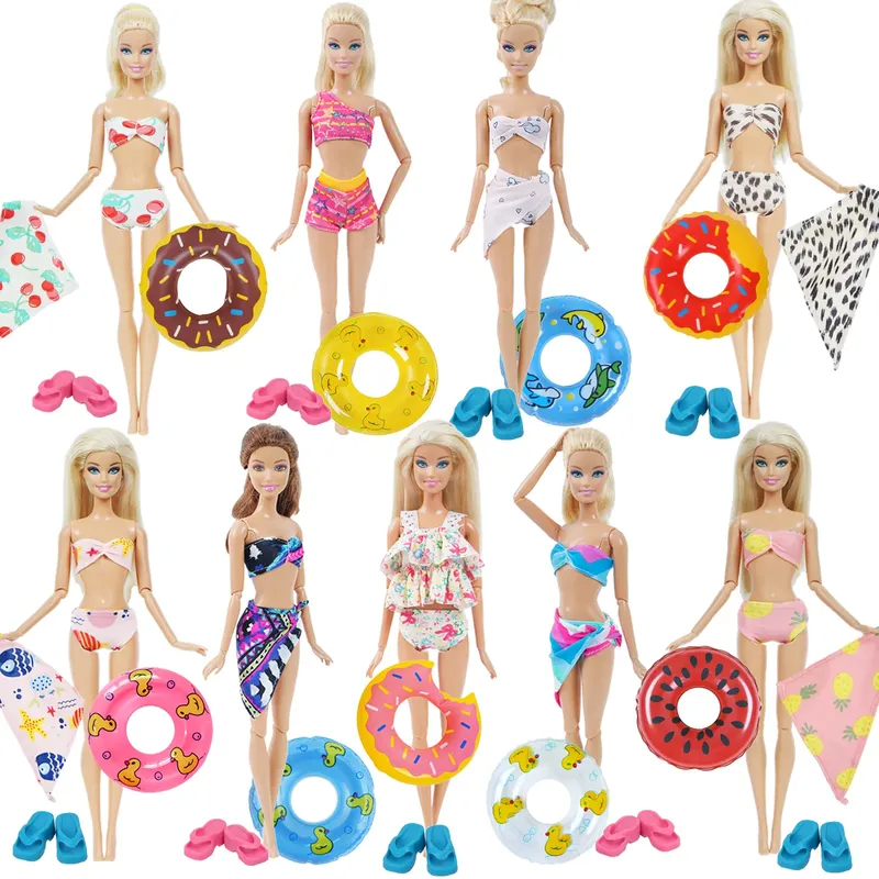 Muñeca Trajes Playa Ropa Precioso Bikini Traje Boya De Natación Cinturón De Vida Anillo Para Barbie Niña Juguete | Shopee México