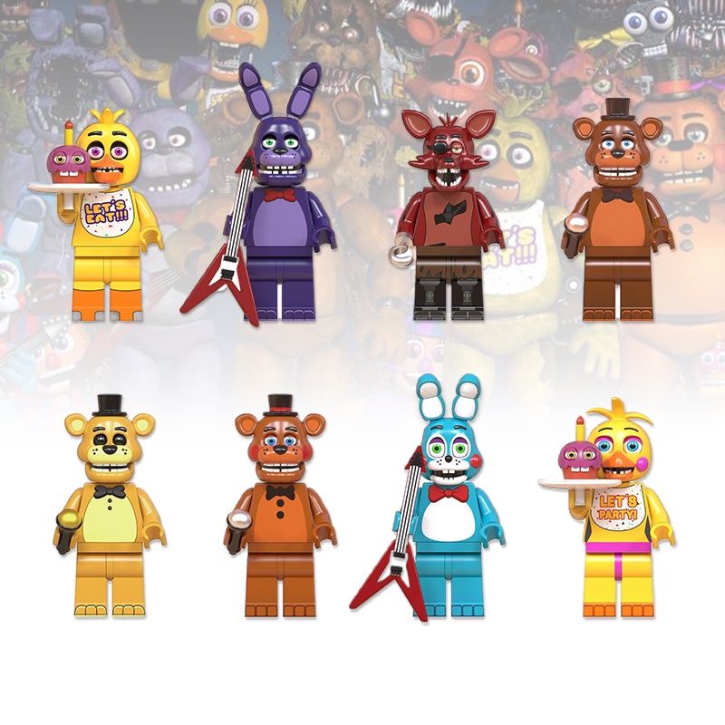 five nights at freddy s brick toy model set de 8 figuras de accion tematicas de juego coleccionables bloques de construccion juguete para fans