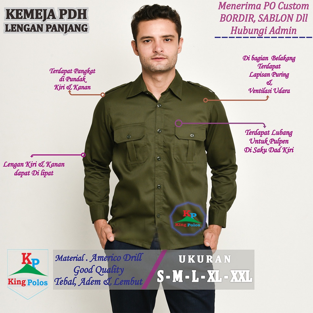 Camisa Formal PDH PNS ASN PILOT segundo Color azul marino Camisa de trabajo de manga larga lisa Shopee Mexico