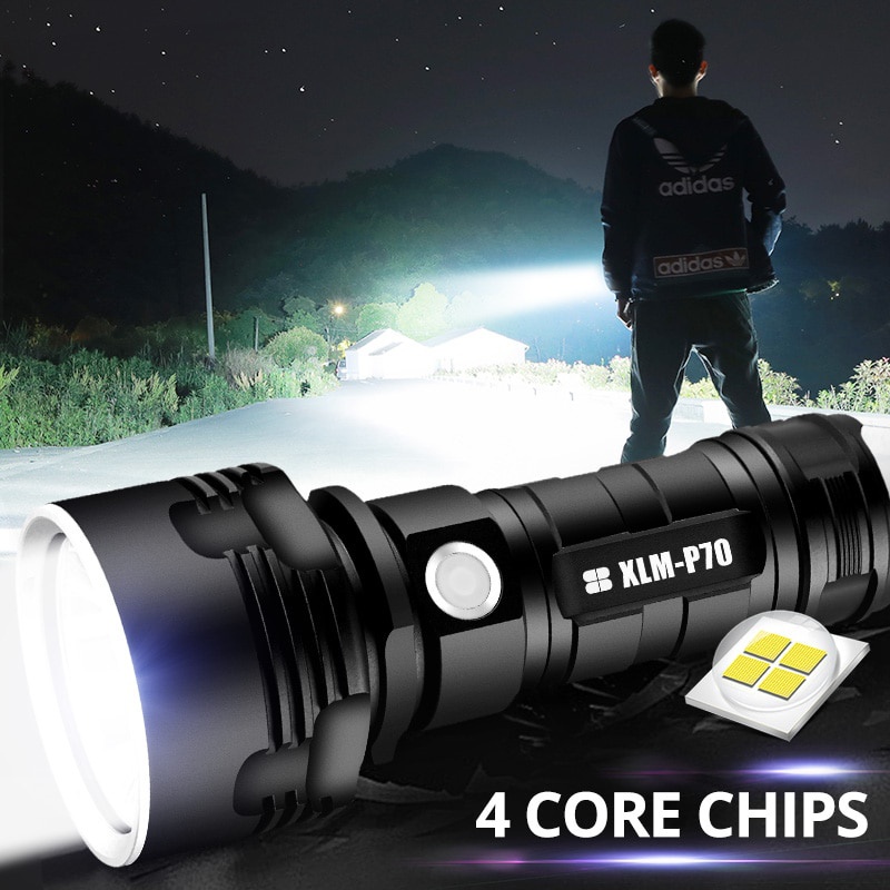 Super Potente Linterna LED L2 XHP50 Táctica Antorcha USB Recargable  Impermeable Lámpara Ultra Brillante Camping