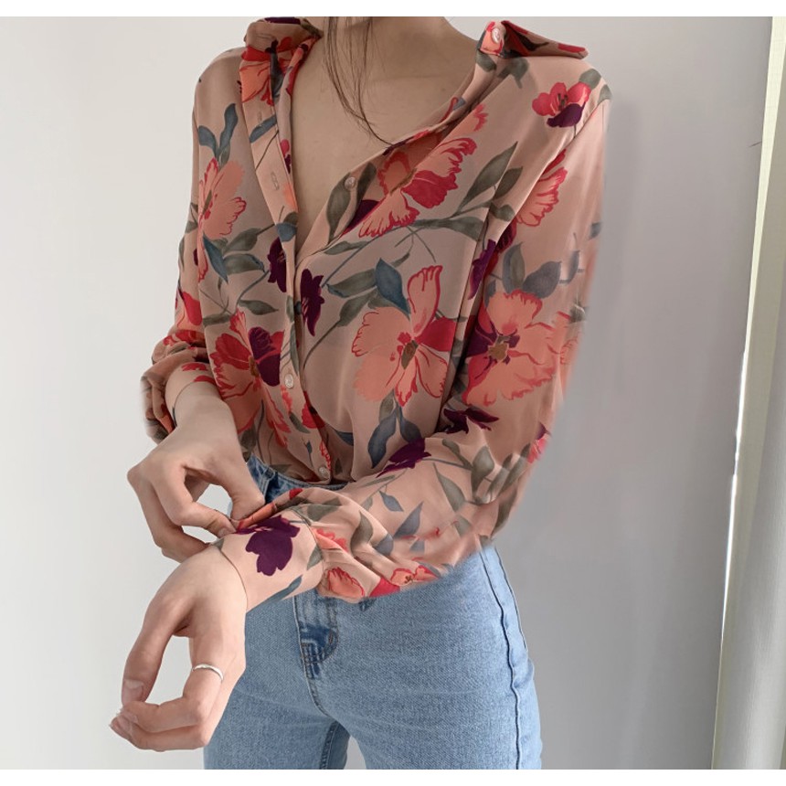 Las Mujeres De La Moda Camisas Floral Impreso Blusas Coreanas De