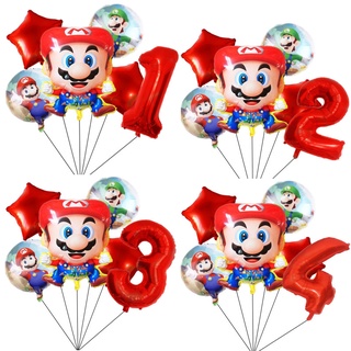 Globos de aluminio de Mario Brothers, suministros de fiesta de cumpleaños  de Mario 4th Mario para cumpleaños de niños (4 cumpleaños de mario)