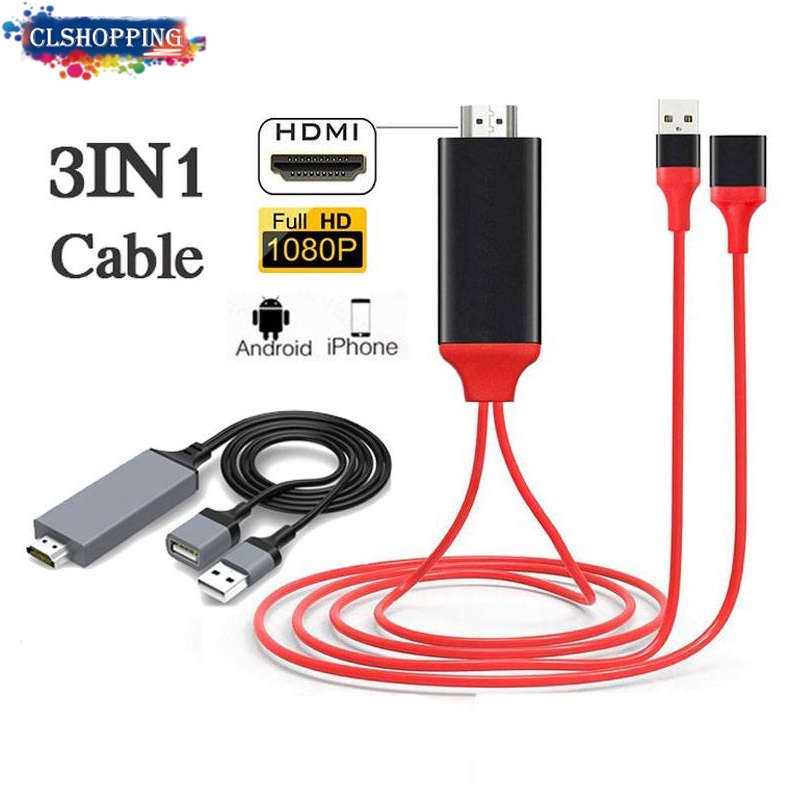 Cable adaptador Compatible con HDMI para iOSiPhoneiPadiPod a TV HD