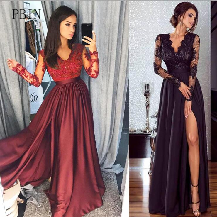 Vestidos elegantes manga online larga