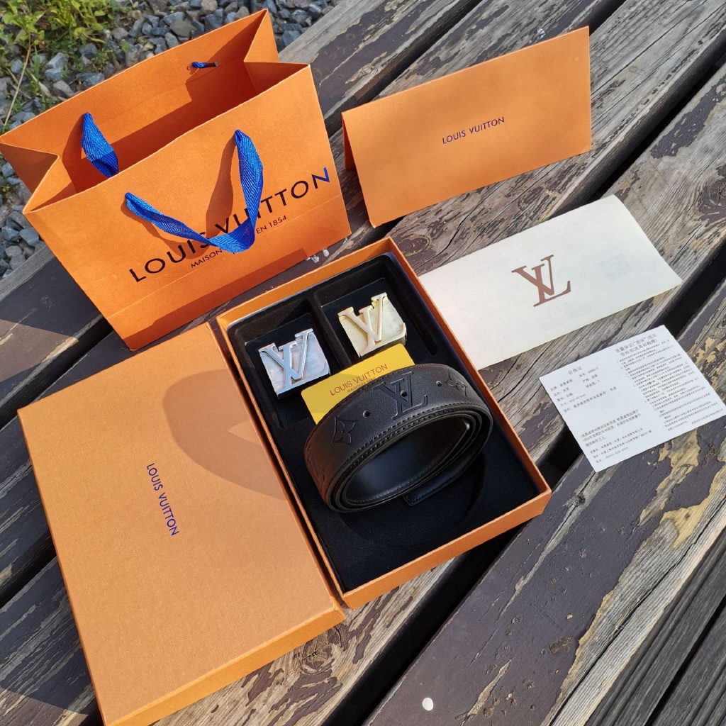 lv Louis Vuitton cinturones conjunto 120cm con caja hombres cinturones de  cuero genuino correa de lujo correa masculina cinturón para hombre y mujer