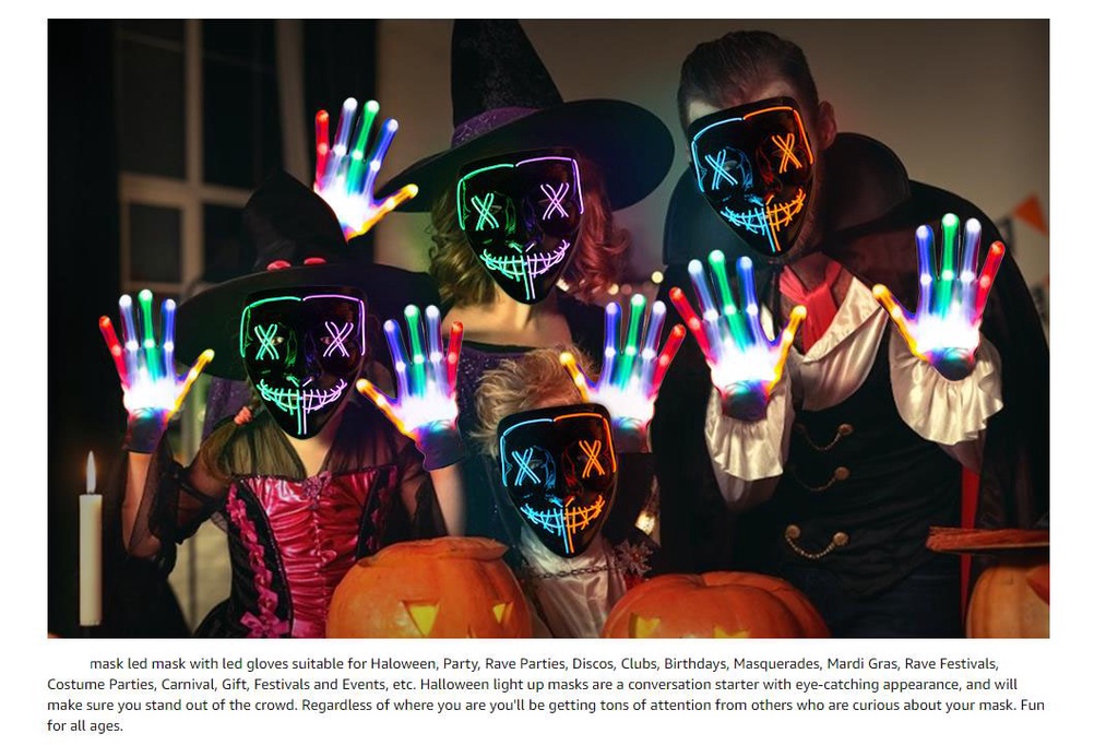 Máscara LED De Halloween – Máscara De La Purga Con 3 Modos De Luz, LED Frío Y Correa Ajustable, Perfecta Para Fiestas Y Cosplay