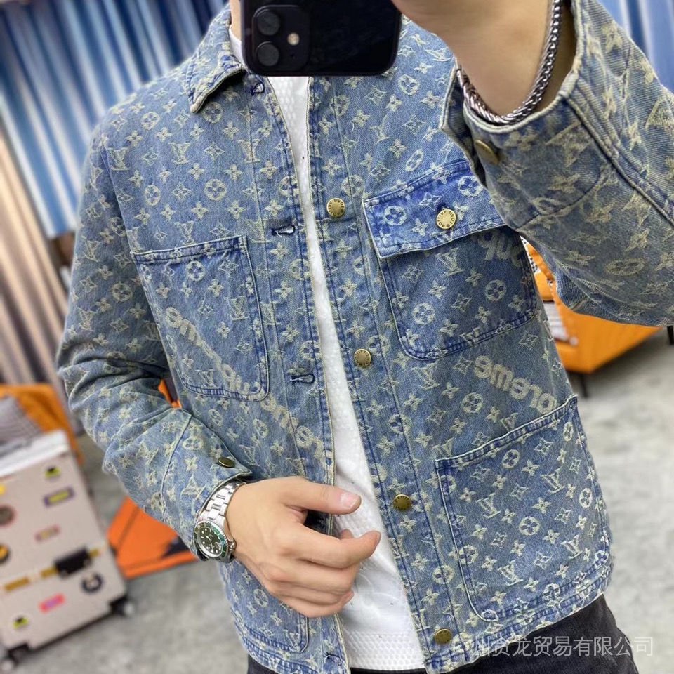 2022nuevo Producto launchgenuine ready Stock Louis Vuitton Jacquard Denim  Pareja Ropa De Hombre Estilo Casual Chamarra Deportiva Trabajo Talla Grande