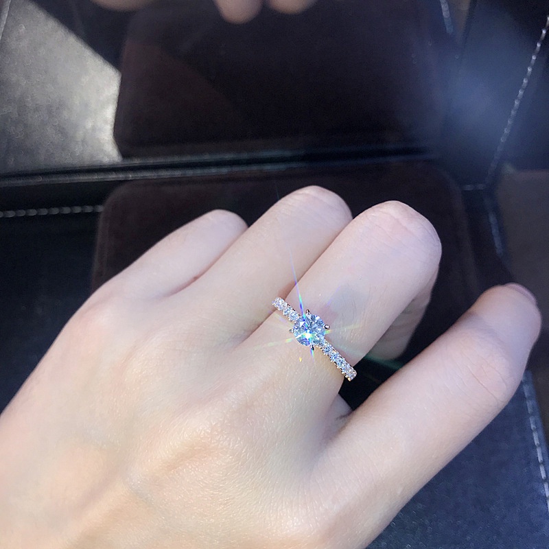 Anillo Circonita Anillo De Oro Blanco 18k LIESON Para Mujer - Solitario Elegante Con Circonita Cúbica, Ideal Como Regalo Joyería Oro Blanco