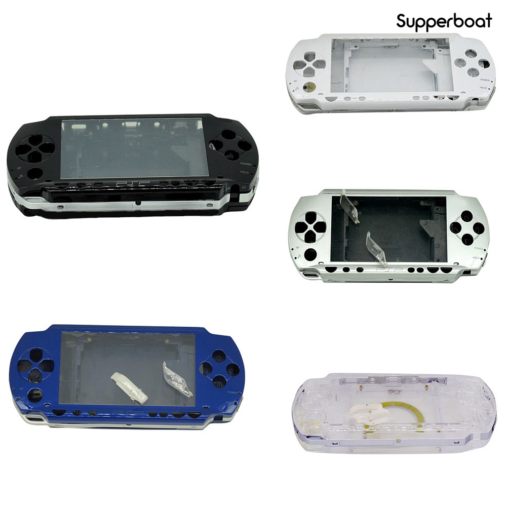 Carcasa protectora, para consola de juegos PSP 2000 3000, cubierta  protectora de cristal transparente, carcasa completa con soporte de  película