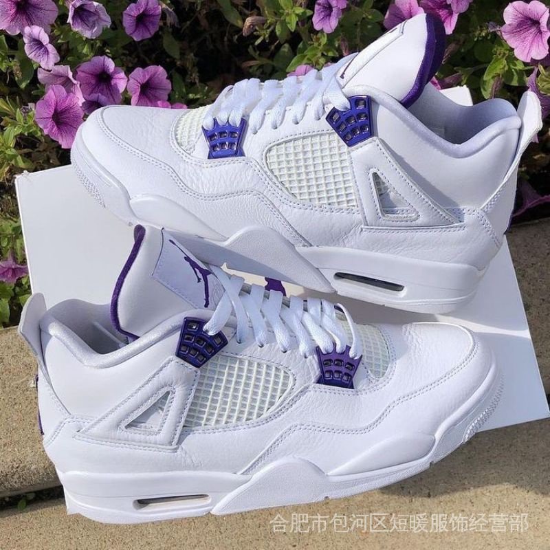 Jordan 4 best sale blanco con morado