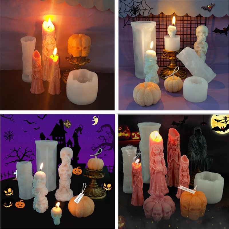 Moldes De Velas De Halloween De Silicona 3D Para Hacer Cera DIY Jabón De Resina I.863332604