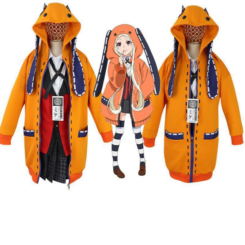 [listo stock]halloween kakegurui jugador compulsivo runa runa yomozuki  cosplay traje sudadera con capucha abrigo