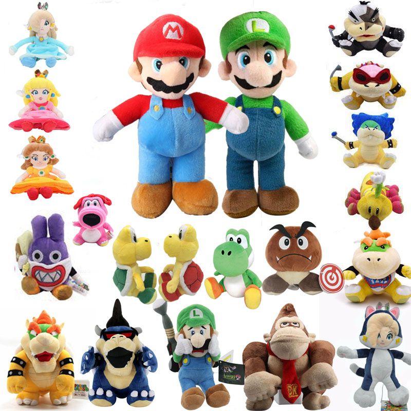 Anime Super Mario Bros. Mario y Luigi Bowser Koopa Troopa Goomba peluche  Animal muñeca regalo de cumpleaños para niños