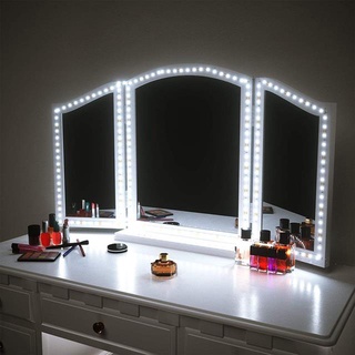  LilyHome Espejo de tocador y maquillaje con luces, aumento de  10X, espejo de tocador grande iluminado Hollywood con 15 bombillas LED  regulables, 3 modos de color, control táctil para dormitorio, mesa