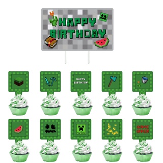 Decoraciones De Fiesta Minecraft Juego Temático Feliz Cumpleaños Globos  Conjunto De Banner Decoración De Tartas Desechables Cucharas Y Tenedores  Juguetes Suministros Cubiertos