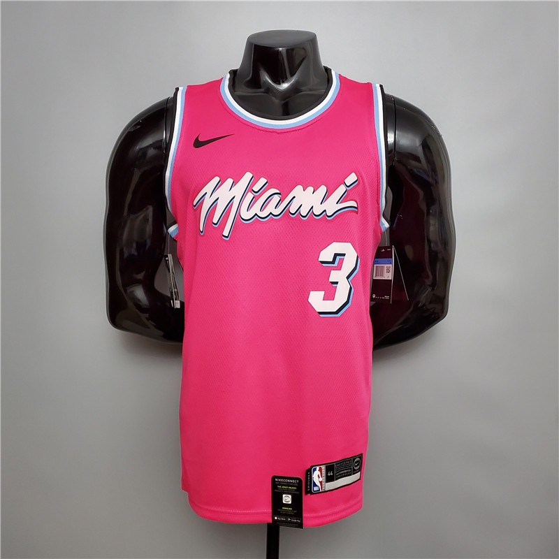 Hombres Camisa Dwyane Wade 3 Miami Heat Regata Rosa 2023 Camiseta Baloncesto Jersey