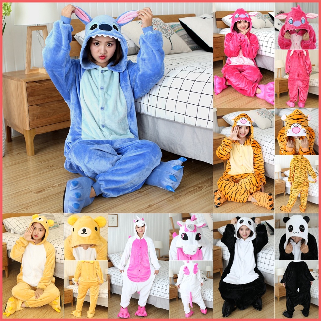 Invierno Rosa Azul Stitch ropa de dormir pareja pijama Unisex franela  pijamas mujeres hombres Cosplay dibujos animados Animal Onesie pijama con