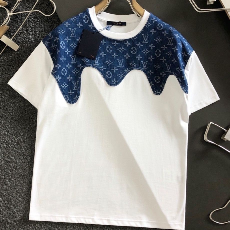 Camiseta LOUIS VUITTON ! Bordado De Algodón Puro Cuello Redondo De Los  Hombres