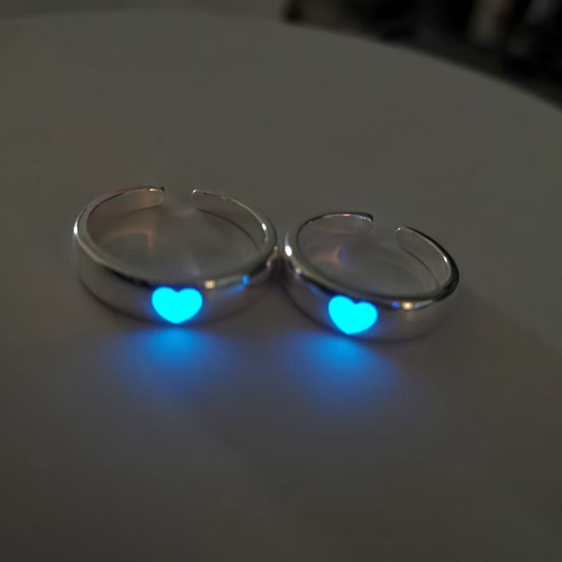 Anillos Luminosos De Acero Inoxidable Para Hombre Y Mujer, Sortija Multicolor Con Latido Del Corazon Ecg Brillante Para Compromiso Y Boda