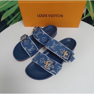 Louis Vuitton Mujer Diseñador Zapatillas De Cuero LV Sandalias [Caja]