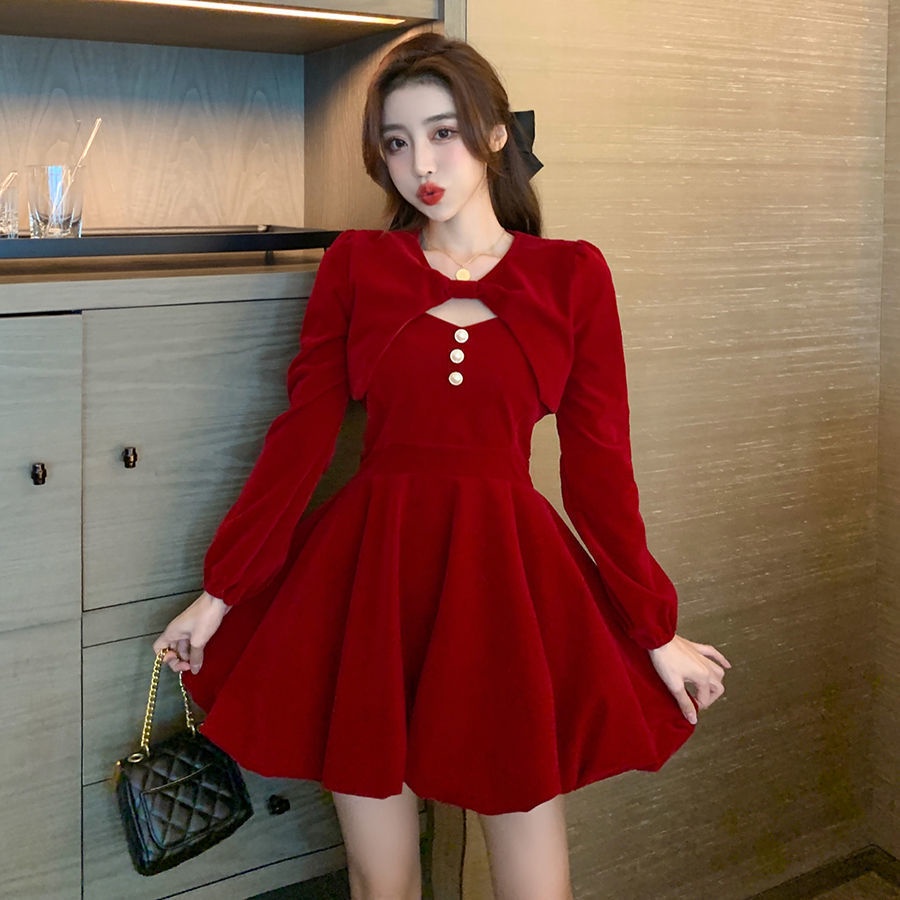 Vestido de Navidad para mujer, ropa Formal de noche, camisola roja, falda  larga, Vestidos elegantes, otoño e invierno, 2023 