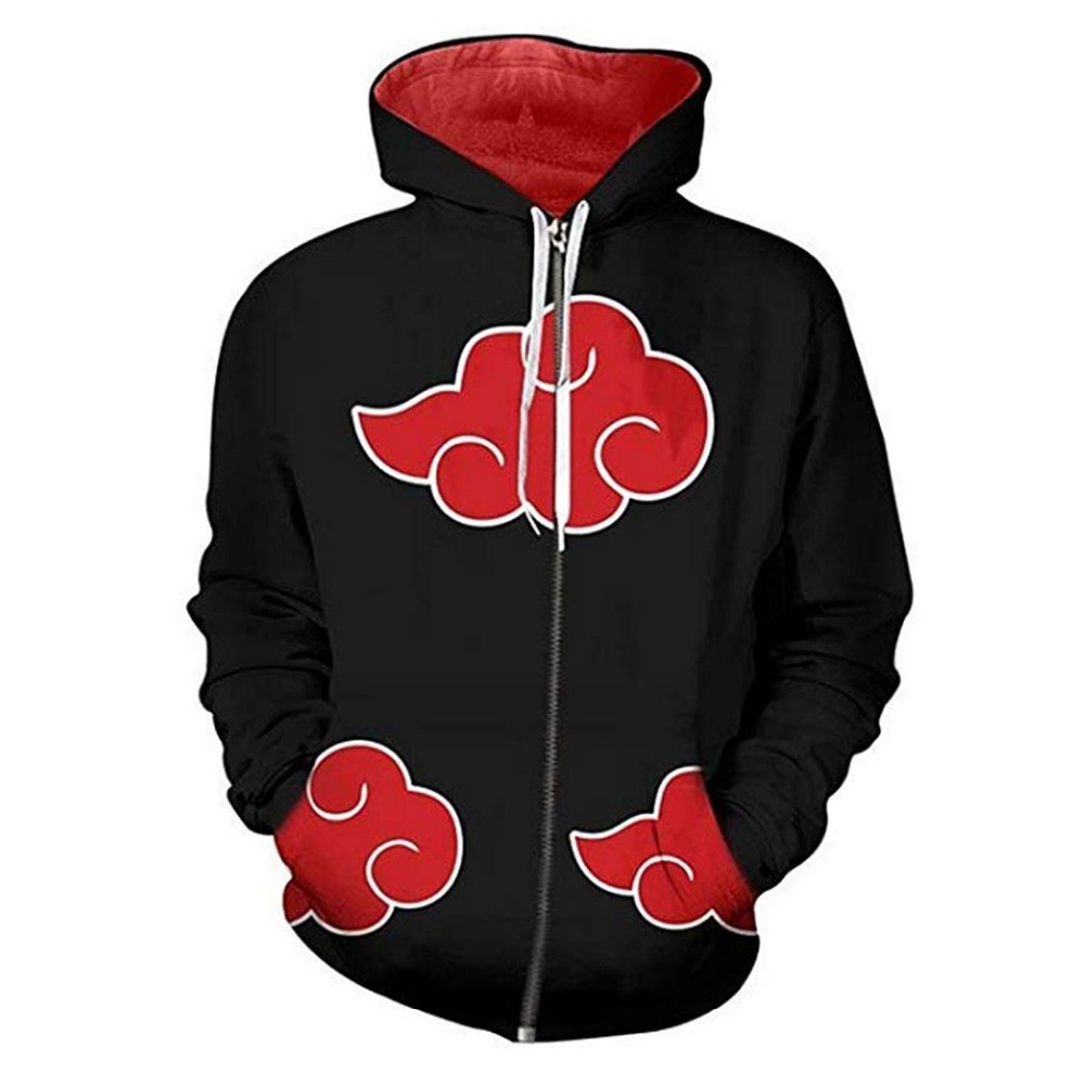 Anime Naruto Cosplay Rojo Nube Chamarra Cremallera Ropa Hombres Sudaderas Con Capucha Uzumaki Akatsuki Sakura Sombrero Disfraces Shopee Mexico