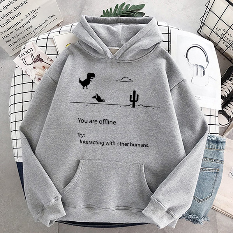 Mujer Casual Oversize oto o Trend Pixel dinosaurio mundo sudaderas