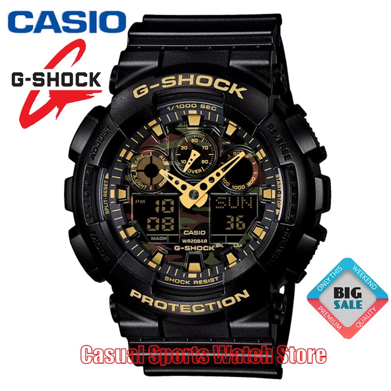Casio G-Shock GA-100 Reloj Deportivo De Camuflaje Verde Militar