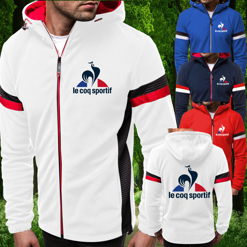 Le Coq Sportif Menmotorcycle Sudadera Con Capucha Chamarra De Calidad PREMIUM Estilo Coreano Hombres Slim Fit Bomber