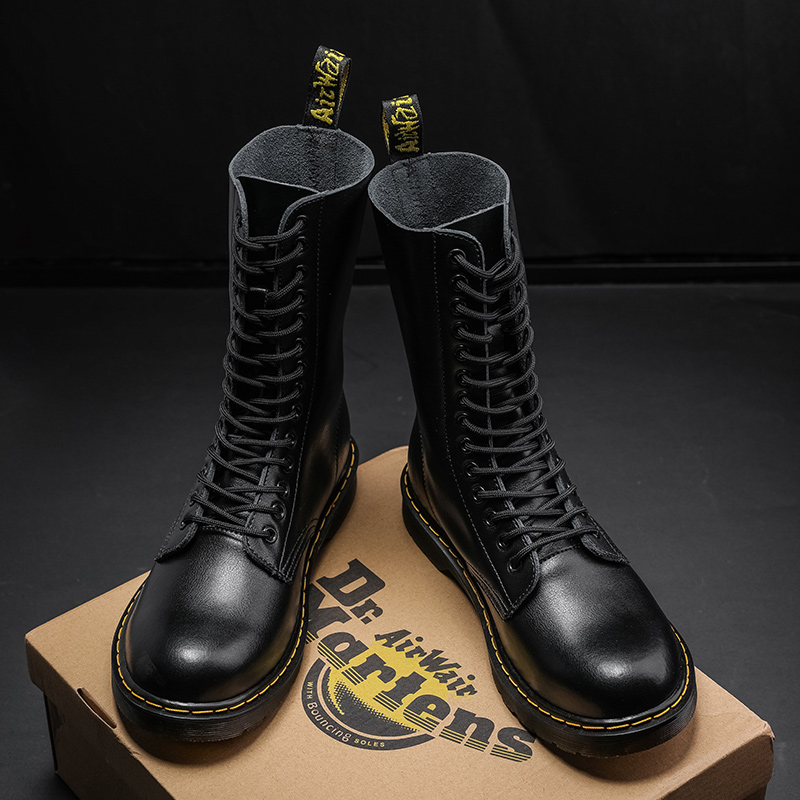 DR.MARTENS Nueva Inglaterra 14holes Cl sico Martin Zapatos De Cuero De Alta Al Aire Libre Botas Militares De La Motocicleta