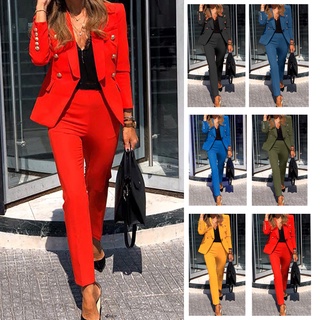 Traje Chaqueta y Pantalon Mujer; Manga Larga Solapa Slim Fit Blazer Moda  con Bolsillo Business Trajes de Chaqueta Otoño Fiesta Blazers Boda Vestir  Trajes Chaqueta Elegante Trajes Mujer Vestir: : Moda