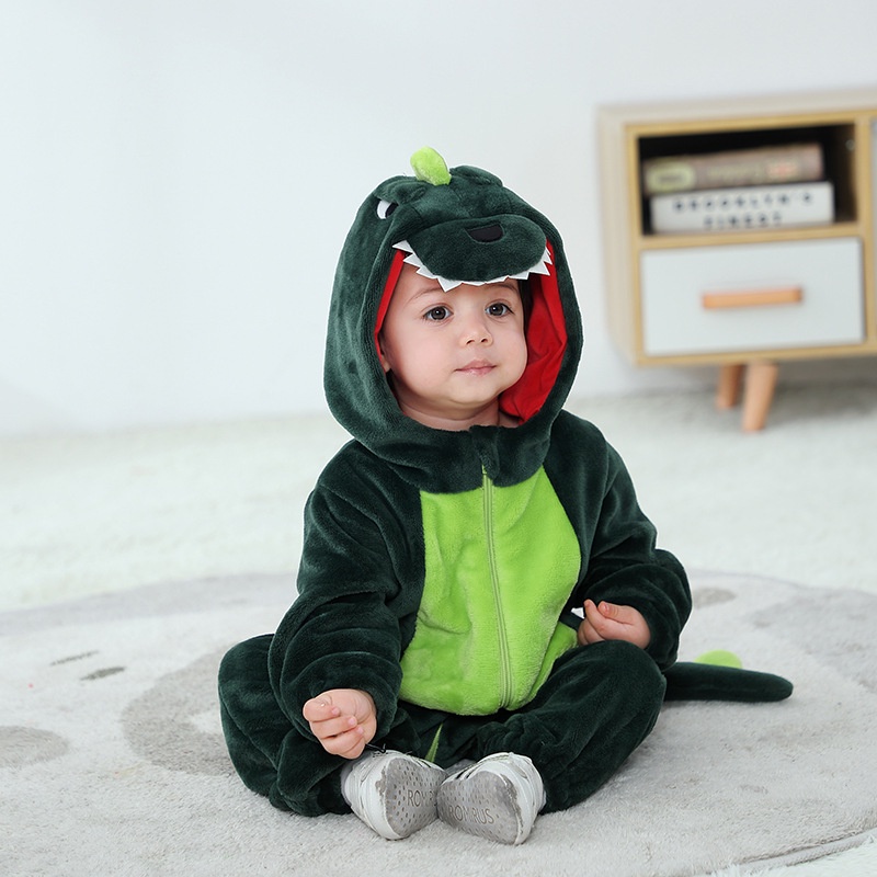 QIAONIUNIU Disfraz de dinosaurio verde para bebé de Halloween, mono  infantil, mameluco de cosplay de 18 a 24 meses