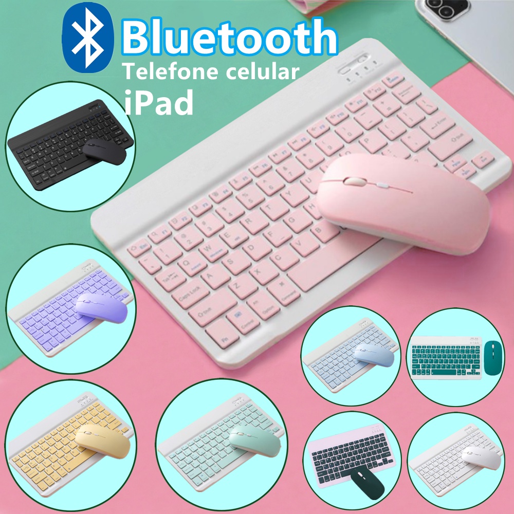 Mini Teclado Y Mouse Inalámbrico Bluetooth Recargable Para Celular/Tablet