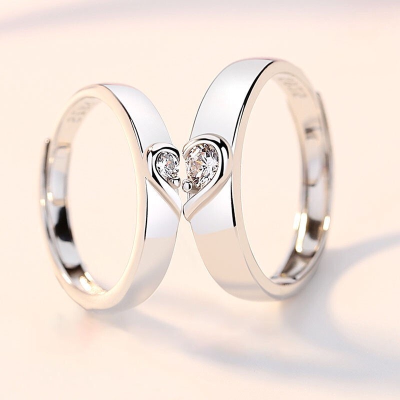 Anillo De Pareja Chapado En Plata Para Amantes Para Siempre Amor