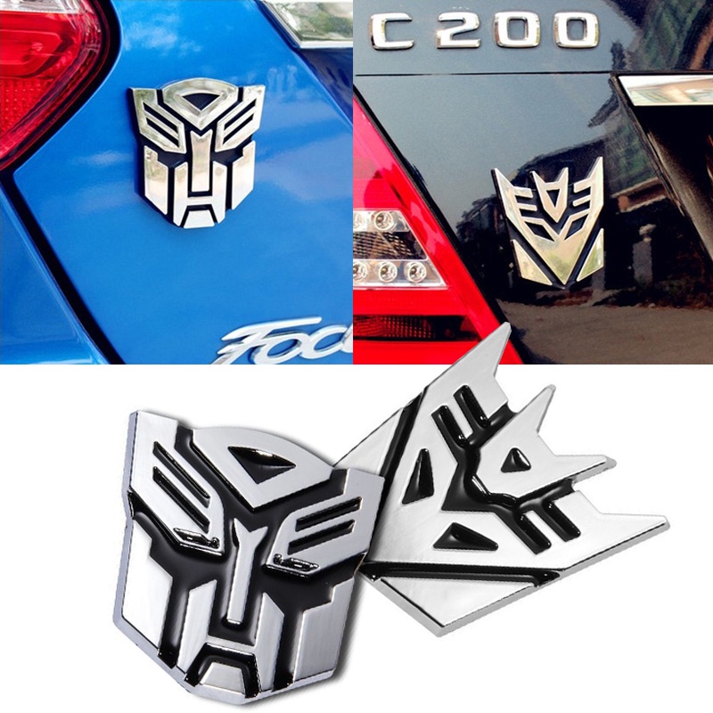 3D Transformers Autobots Optimus Prime Gloss Black Metal Emblem Badge Decals Car