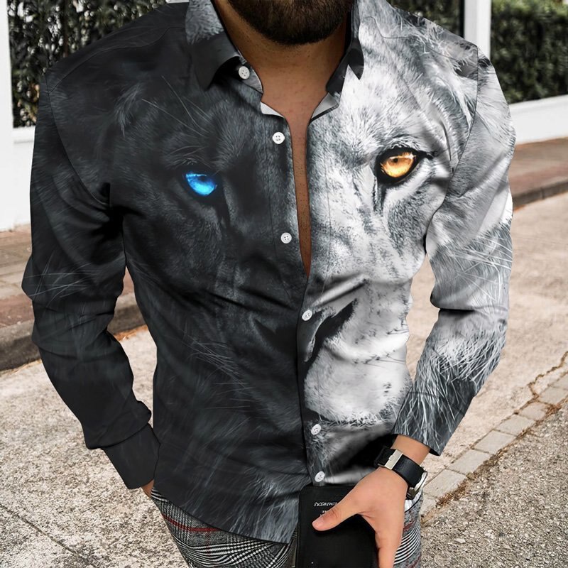 Camisas Góticas De León Con Estampado 3d Para Hombres Camisa