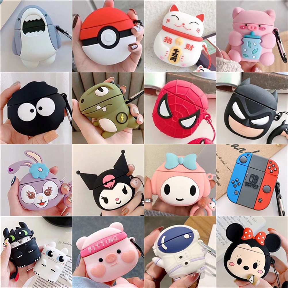 Funda de silicona con diseño divertido de dibujos animados para funda de  airpods, para auriculares Airpods inalámbricos, funda para Air pods, 2  fundas de silicona - Historial de precios y revisión