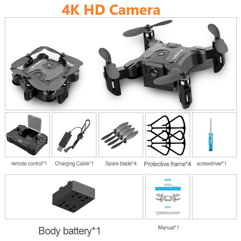 Funfob Pro Drone 4K Con Cámara HD Plegable, Control Remoto Y Modo De Vuelo Automático, Quadrotor Para Niños Y Adultos, Incluye Batería Y Accesorios