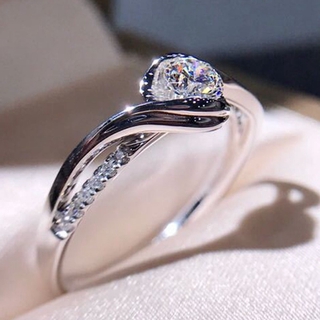 Anillo para mujer de plata 925 chapado redondo zafiro blanco anillo de boda  6-10