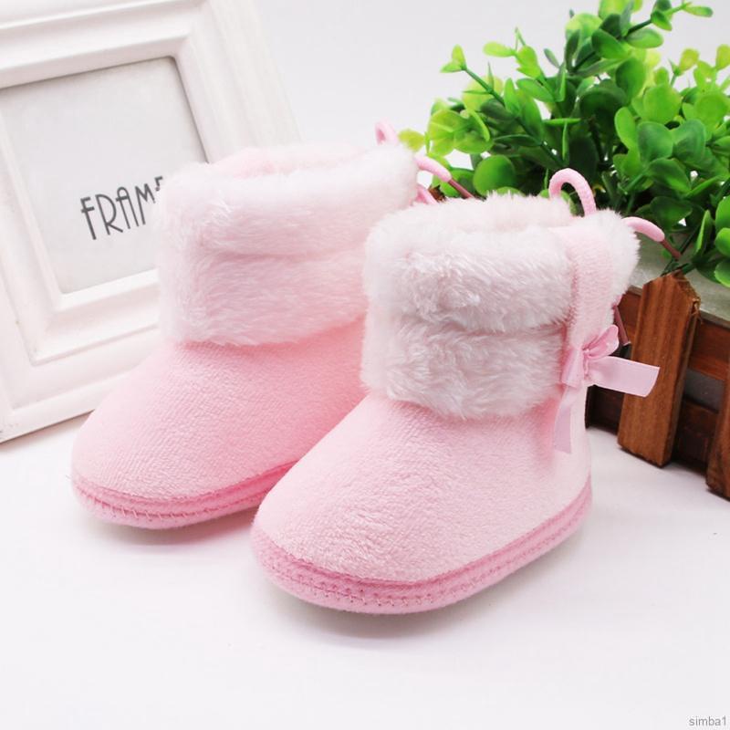 Invierno Beb Ni o Ni as Zapatos De Algod n Botas De Nieve Con Pajarita Tubo Medio Infantil Antideslizante Zapato Para Ni os De 0 A 18 Meses