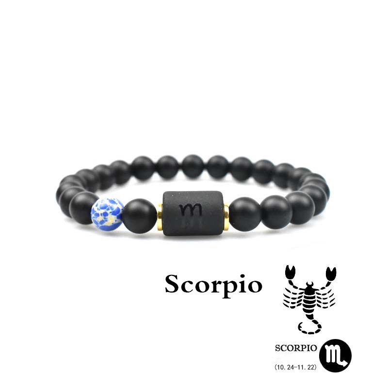 Pulsera De Onyx Negro Con Cuentas – Signo Zodiacal, Constelación, Para Pareja, Hombre Y Mujer