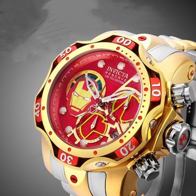 Marvel Iron Man Rojo Invicta Moda Impermeable Bloque Caliente